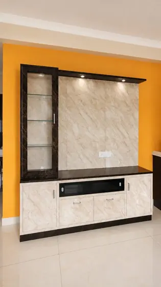 Marble Orange Wall TV Unit, completed by Lucky Enterprises
