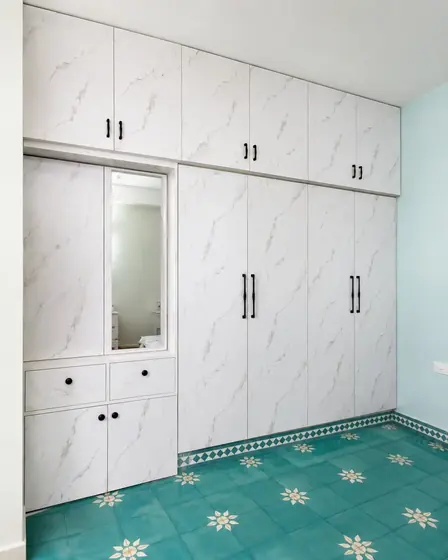 Marble Mirror Teal Floor Wardrobe & Dressing Unit, completed by Lucky Enterprises